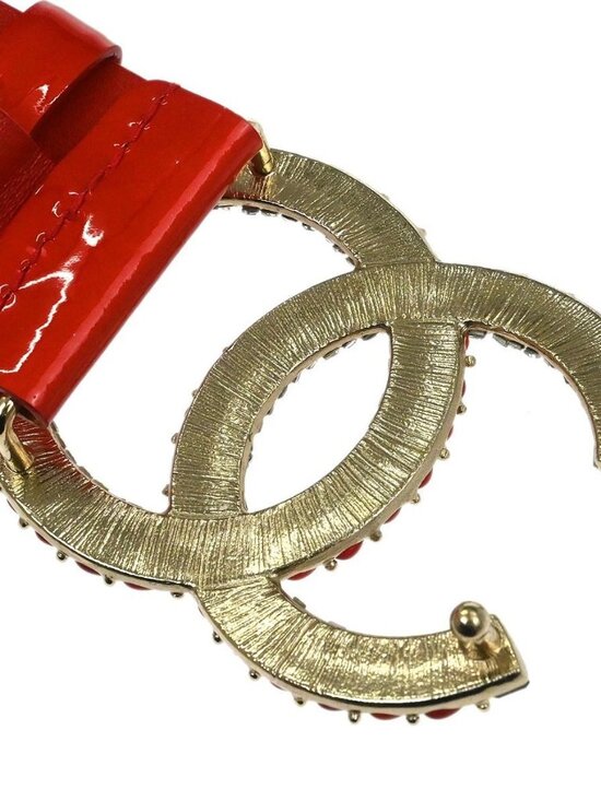 Chanel Belt Red Patent Leather Rhinestone main image 15
